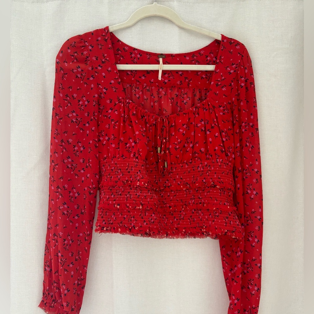 Free People red floral long sleeve
